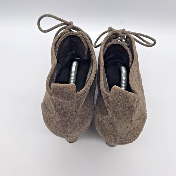 Jessica Simpson Catcher Taupe Suede Leather Wedge Booties Women 10M Lace Up Shoe - Picture 5 of 9